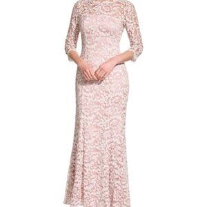 New w/ Tags Eliza J Blush 3/4 Sleeve Full Length Formal Lace Dress